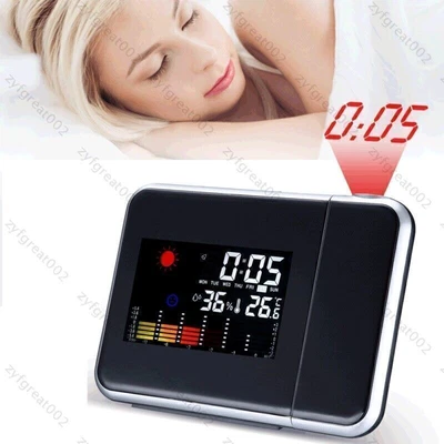 LCD Display Alarm Clock Funkwecker Snooze Alarm Tischuhr mit Projektion DHL DE - Bild 1 von 4