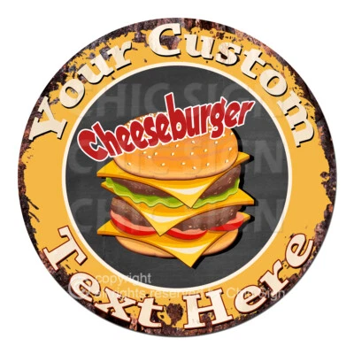 CP-0164 ANY NAME'S Custom Personalized Cheeseburger Metal Sign Decor Gift idea - Image 1 of 2