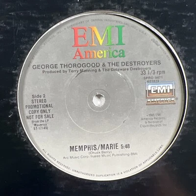George Thorogood “Memphis/Marie” LP/EMI 12” Single (NM) Promo - Image 1 of 4