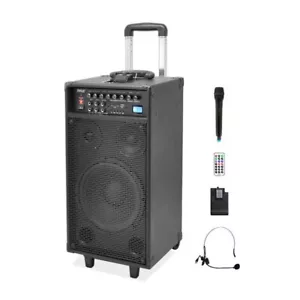 Pyle 800W Portable PA System 10in Driver Wireless USB/SD/FM &2 Mics PWMA1090UI - Picture 1 of 4