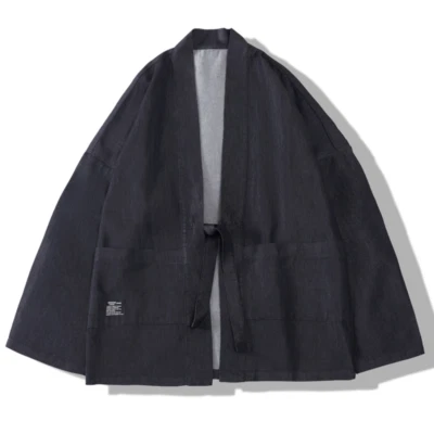 Men Kimono Denim Cardigan Coat Japanese Yukata Jacket Loose Casual Retro Outwear - Image 1 of 4