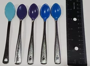 5 Vintage ‘80’s The First Years Baby +1 Spoons Stainless Soft Bite Rubber Tip - Picture 1 of 6