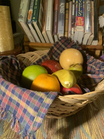 Vintage Large Woven Bread Fruit Open Storage Basket~Rustic Country~12” Cover