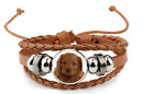 Bracelet en cuir marron rouge Cavapoo Dog et sac cadeau velours