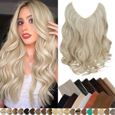 Hidden Invisible Wire in Hair Extensions One Piece & Ring Real Natural AS Human - Image 1 of 4