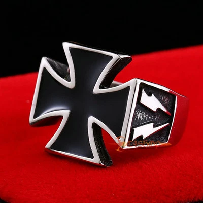 Men's Stainless Steel Cross Pattée Ring Knights Templar Crusader Biker Jewelry - Image 1 of 4