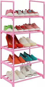 5-Tier Small Kids Shoe Rack Organizer, Pink Toddler Shoe Shelf Shoe Stand for Cl - Picture 1 of 8
