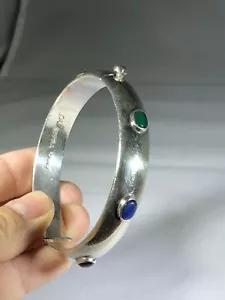 Vintage Sterling Silber 925 mit Edelsteinen Armreif Armband 32 Gramm - Bild 1 von 9