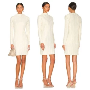 Anine Bing Kira buttercreme gepolsterte Schulter Akkordeon Plissee Etuikleid Small - Bild 1 von 11