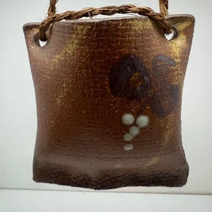 Vintage japanische Shigaraki Steinzeug hängende Wandvase - Bild 1 von 4