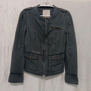Free People Grunge Hipster Streetwear grau tailliert Militärjacke Damengröße 6 - Bild 1 von 13
