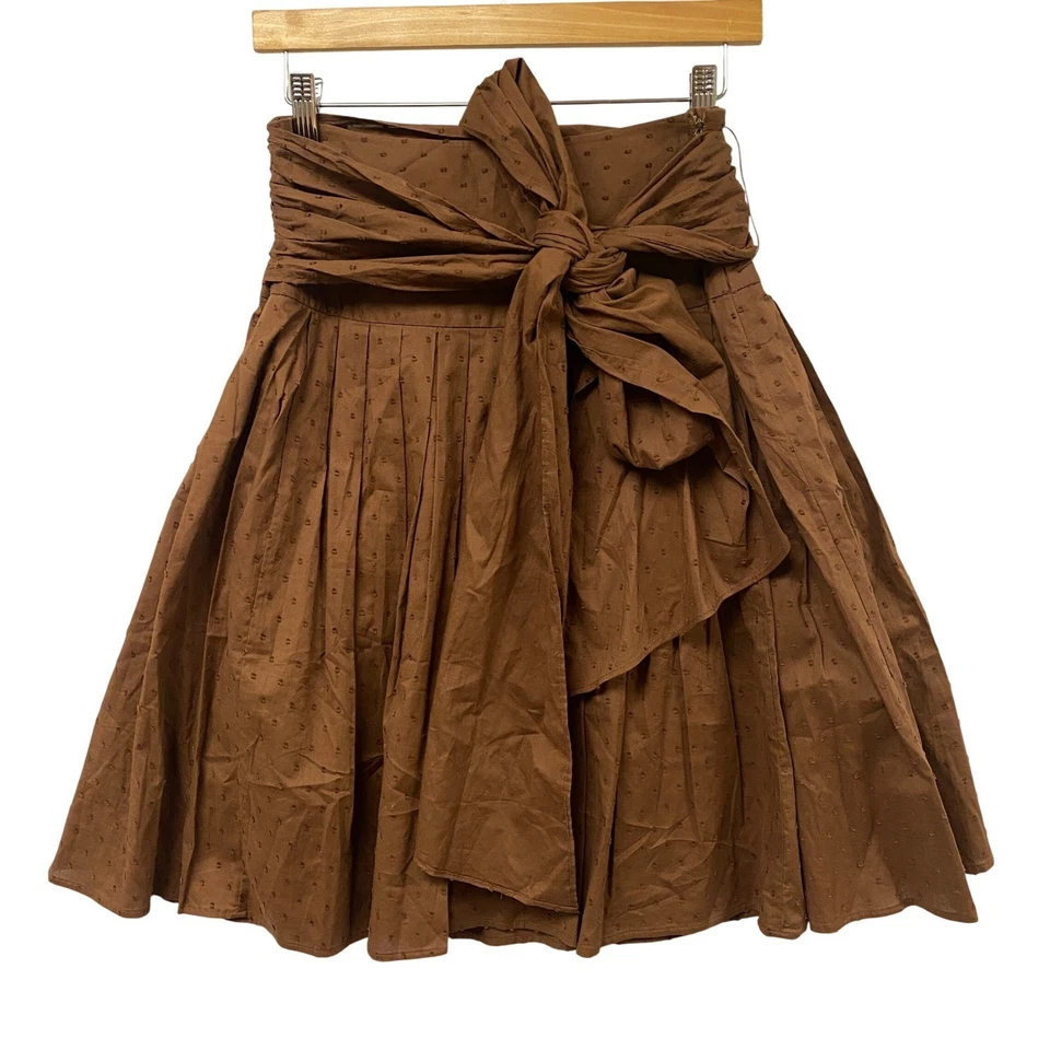INC International Concepts Talla 4 Marrón Envolvente Lazo Boho Retro Falda de Cóctel Preppy Foto 1 de 4