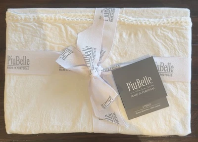 Juego de 4 sábanas PiuBelle Queen ribete de ganchillo blanco 100 % algodón de lujo nuevo Foto 1 de 4