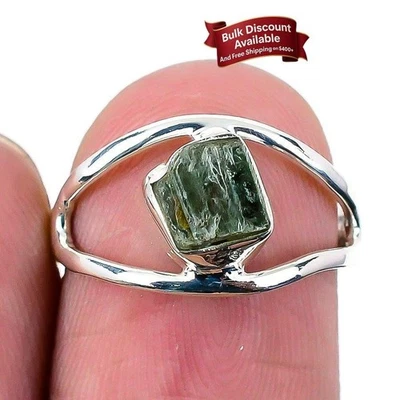 Ювелирные изделия кольцо с зеленым кианитом драгоценным камнем серебро 925 пробы горловая чакра размер 6 - Изображение 1 из 4