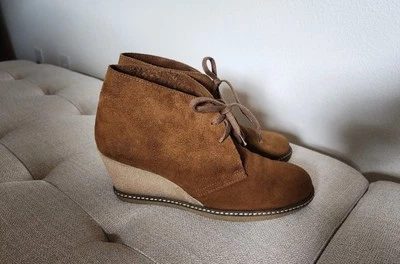 J.Crew Ancle Boots MaCalister Wedge Brown Leather Lace Up Women’s sz 8 — 第 1/4 张图片