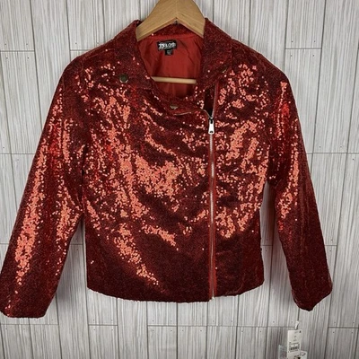 Chaqueta de Moto JoJo Siwa Niñas Talla 10/12 Nueva con Etiquetas Lentejuelas Rojas JoJo’s Closet Vacaciones Foto 1 de 4