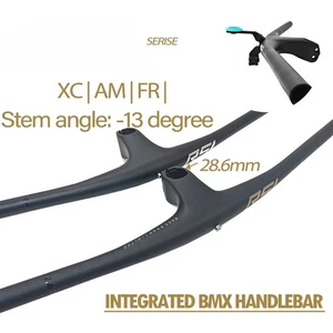  BMX Mountain Bike Carbon Integrated Handlebar 28.6mm Cockpit -13 Degrees   - Picture 1 of 40