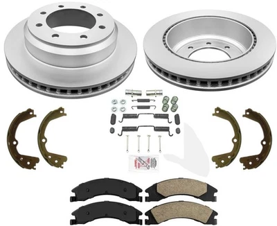 Rear Coated Brake Rotors Pads Parking Shoes Hardware For Ford E150 2008-2014 - Image 1 of 4