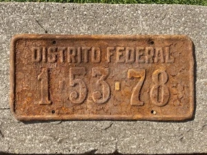 BRASIL DISTRITO FEDERAL RIO DE JANEIRO VINTAGE 1940s #1-53-78 RARE LICENSE PLATE - Picture 1 of 1