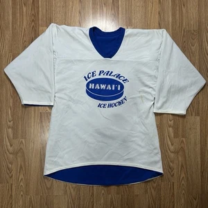 Camiseta deportiva de hockey reversible vintage Hawaii Ice Palace #21 azul y blanca - Imagen 1 de 22