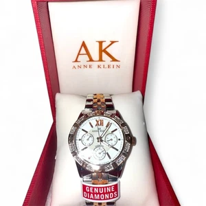 Reloj Anne Klein Dos Tonos Para Mujer Diamante Genuino Hecho en Japón, ¡NUEVO con Etiqueta! - Imagen 1 de 3