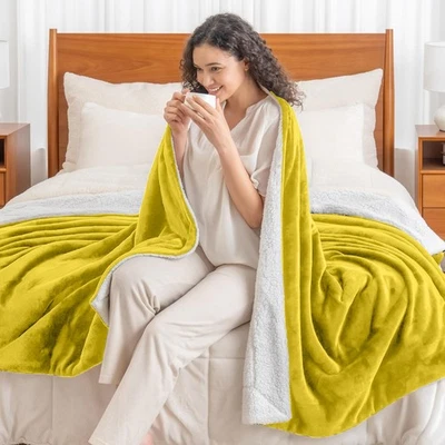 Толстые шерстяные флисовые одеяла для зимнего мягкого двустороннего постельного белья двуспальные - Изображение 1 из 4