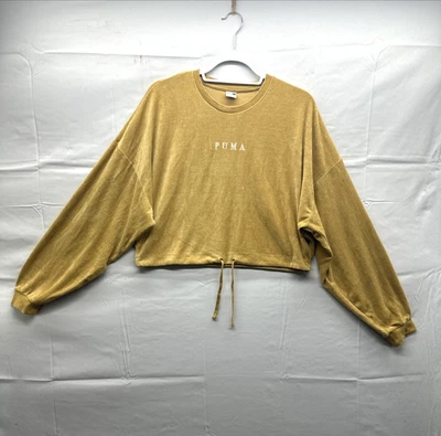 Conjunto de chándal de pana con cordón mostaza Puma para mujer talla XL manga larga jersey corto Foto 1 de 4