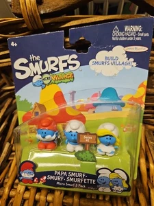 Jakks Die Schlümpfe 2013 Papa Schlumpf, Schlumpfine Serie 1 Micro Figuren Neu in OVP - Bild 1 von 5