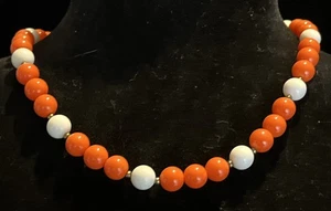 Orange & White Bead Necklace 19 Inch  - Picture 1 of 2