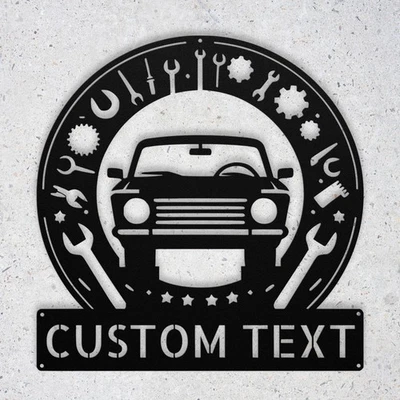 Персонализированный гараж металлический знак Custom стены декор подарок для любителей автомобилей или механиков - Изображение 1 из 4