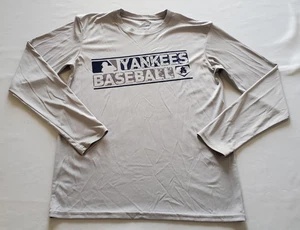 Camicia New York Yankees Baseball MLB piccola grigia manica lunga Port & Company Poly * - Foto 1 di 9