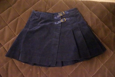 LN Navy Corduroy Polo Ralph Lauren Pleated Sz 10 Girl's  Wrap Skirt - Image 1 of 2