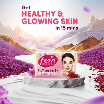 Fem Cream Bleach Face saffron & milk healthy glow and Glowing 24gm ( Pack of 2 ) - Image 1 of 4