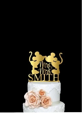 Mickey & Minnie Cake Topper Wedding Cake Topper Personalize Cake Topper  - Image 1 of 4