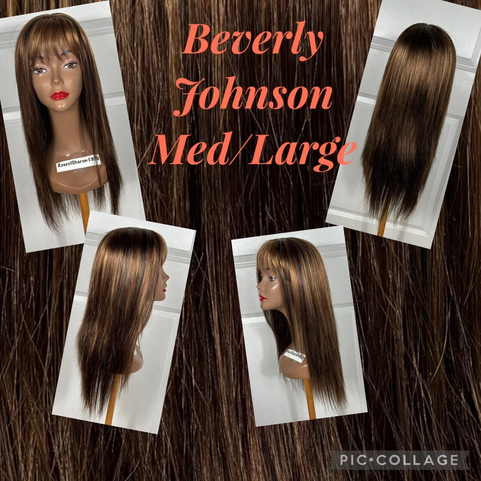 "Peluca sintética Beverly Johnson 24"" larga flequillo marrón dorado castaño rojizo excelente estado A-1" Foto 1 de 4