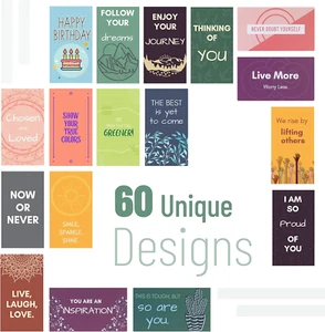 - 60 Pcs, Positive Affirmations Cards, Motivational Cards with Unique Quotes, In - Picture 1 of 12