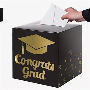 Congrats Grad Cap Box: Foldable Cardboard Holder for Graduation Party Decoration - Picture 1 of 7