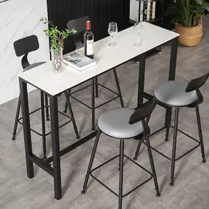 Solid Stone Bar Table Breakfast Dining Table Coffee Table w/ Adjustable Footpads - Picture 1 of 12