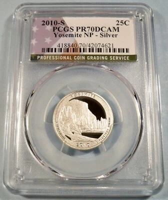 2010-S 25c SILVER PCGS PR70DCAM YOSEMITE QUARTER PROOF DEEP CAMEO NATIONAL PARK - Image 1 of 3