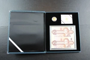 1996 Kanada 2 $ Sonderedition Silber Piedfort Münze und Banknoten Set mit COA - Bild 1 von 8