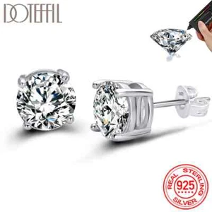 DOTEFFIL 2 Quilates 8.0mm Color D Moissanita Pendientes Plata 925 Joyería - Imagen 1 de 14