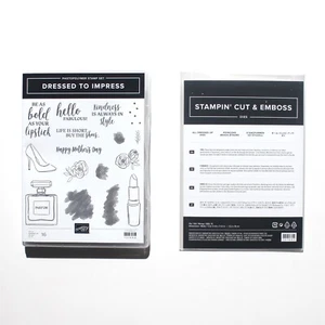 Stampin Up VESTIDO PARA IMPRESIONAR A TODOS VESTIDOS PAQUETE Sello y Troquel Lápiz Labial Perfume - Imagen 1 de 3