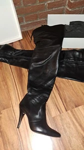 high feelings - Weitschaft High Heels - Overknee Stiefel - Leder - 39 - schwarz - Bild 1 von 10