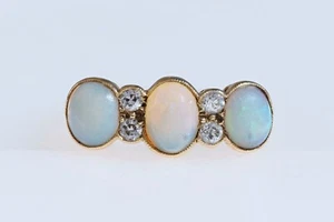 Ring 18 kt Gelbgold Art Deco Ära Opal und Diamant Größe K - Bild 1 von 5