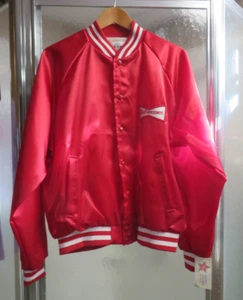 Vintage Budweiser Satin Jacket Mens XL Red Shiny Lined Varsity Bomber Beer NEW - Picture 1 of 10