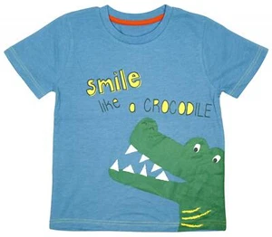 Boys Chainstore Smile Like a Crocodile Cotton T-Shirt Top Blue 1 to 6 Years - Picture 1 of 1