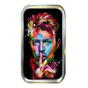David Bowie Shh! inspired Music Tobacco Baccy Roll Up SILVER 25g Storage Box Tin - Foto 1 di 5