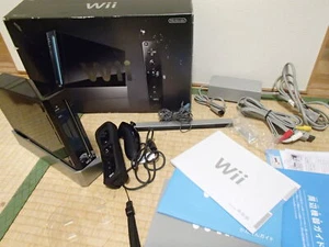 NINTENDO Wii Black CONSOLE RVL-001 CONTROLLER tested working japan【with box】 - Picture 1 of 9