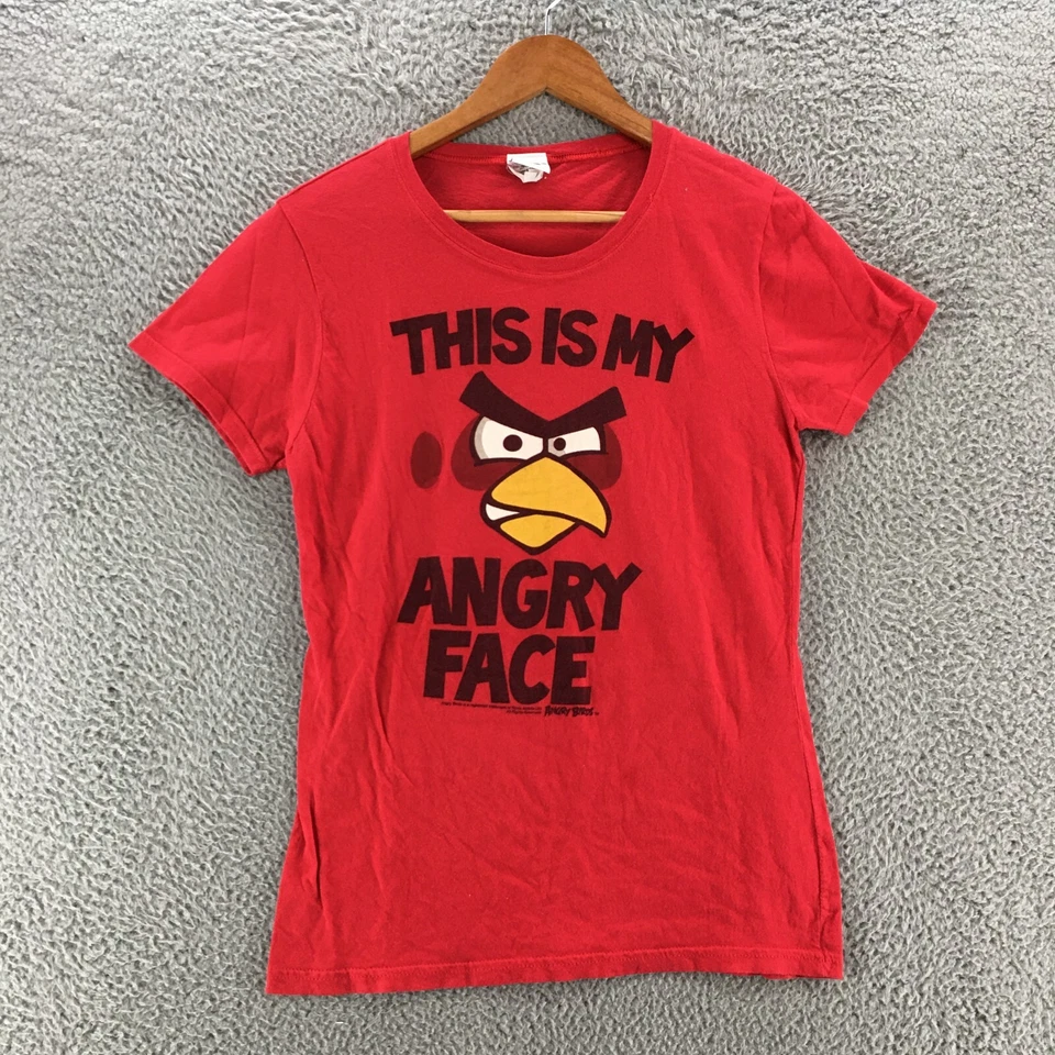 Angry Birds Graphic Print T-Shirt Womens XL Red Short Sleeve Crewneck Cotton - Image 1 of 4