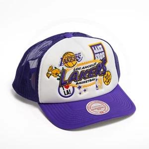 Cappello camionista Los Angeles Lakers Mitchell & Ness patch LA NBA regolabile snapback - Foto 1 di 9